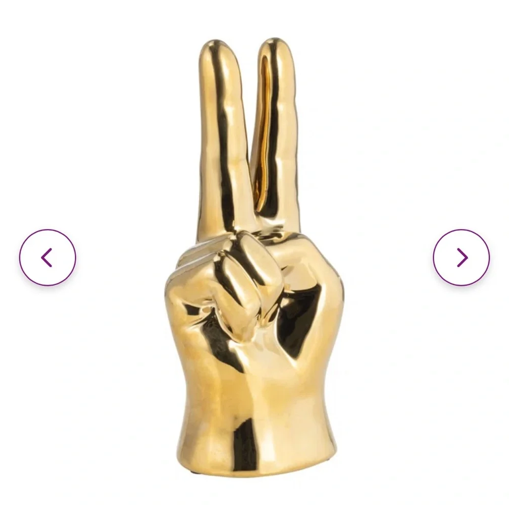 New! Gold Tone Metal Peace ✌️ Desk Shelf Decor ☮️